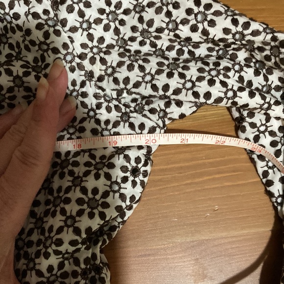 Kenar Embroidered Eyelet Brown & Cream Tailored Blazer Jacket sz 12 - Picture 9 of 12